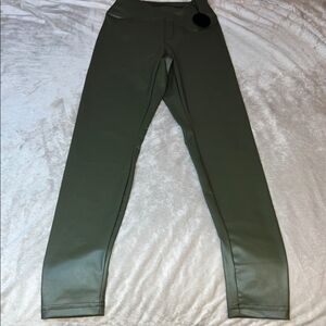 NWT Aerie Faux Leather Leggings Dark Green Small